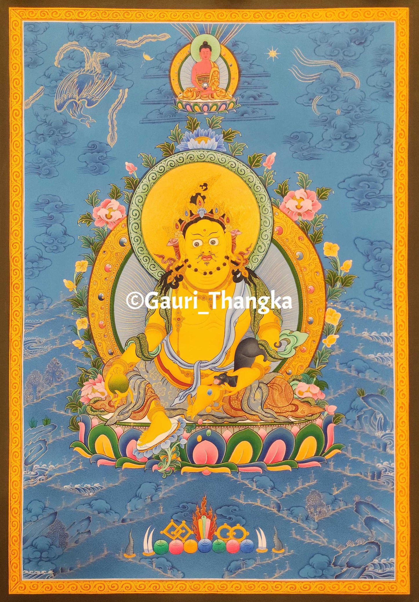 Yellow Jambhala Thangka