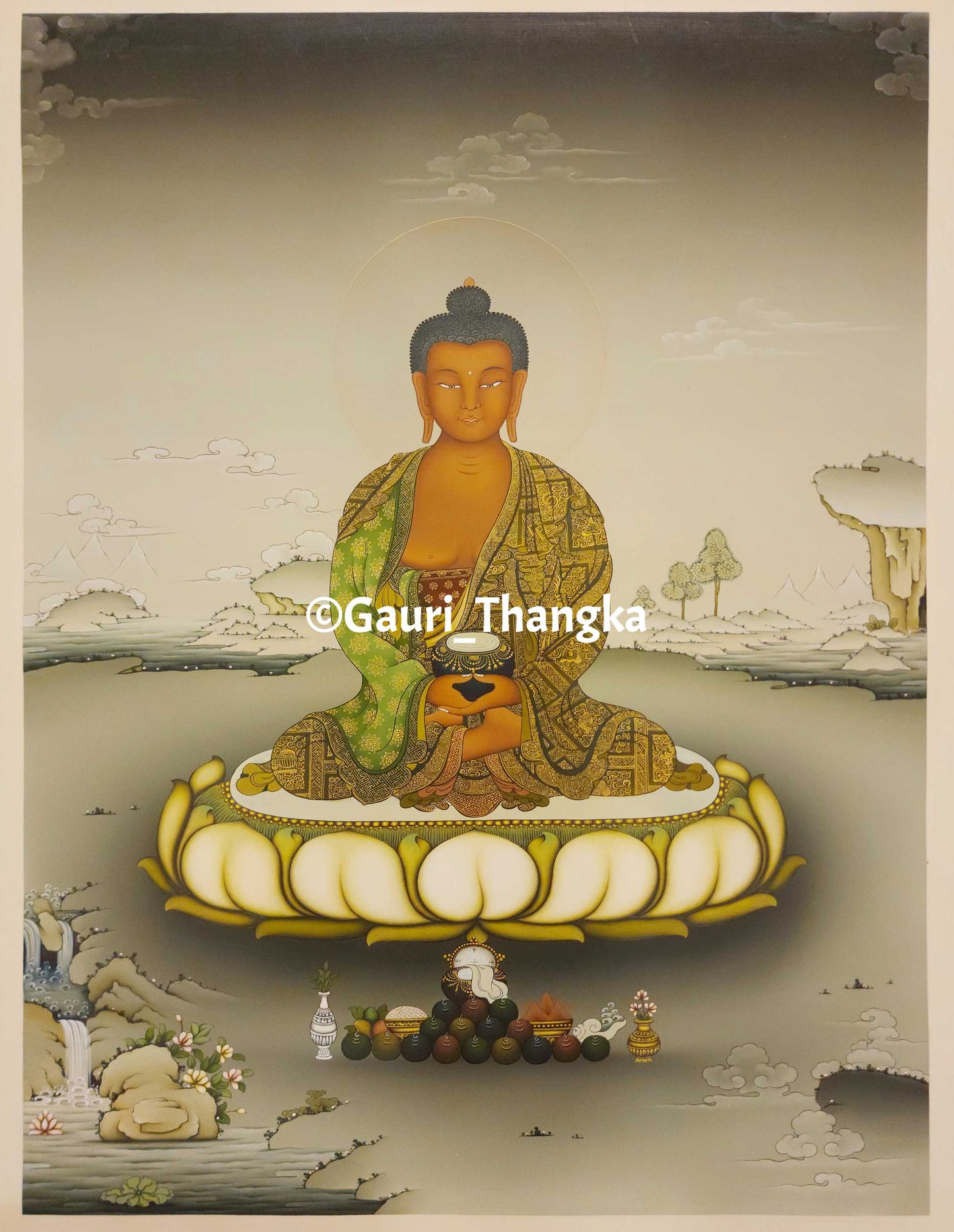 Shakyamuni Buddha (Monochrome Style) Thangka