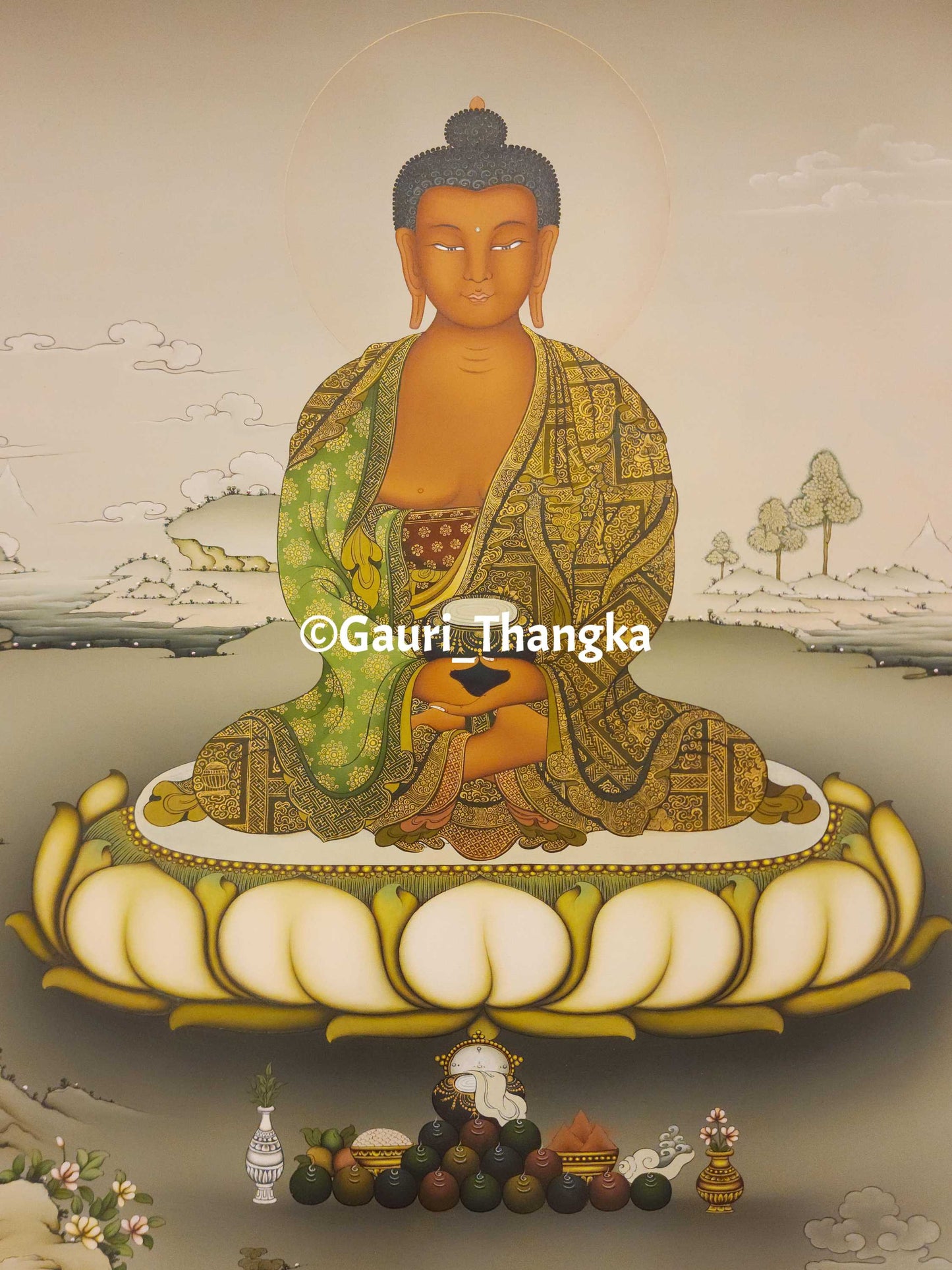 Shakyamuni Buddha (Monochrome Style) Thangka
