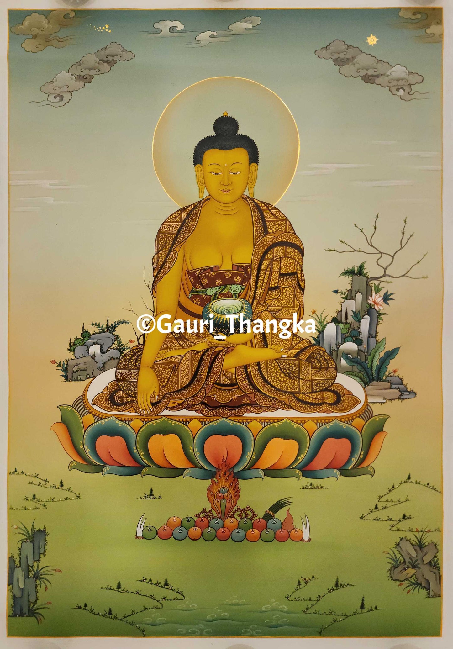 Shakyamuni Buddha (Golden Style) Thangka