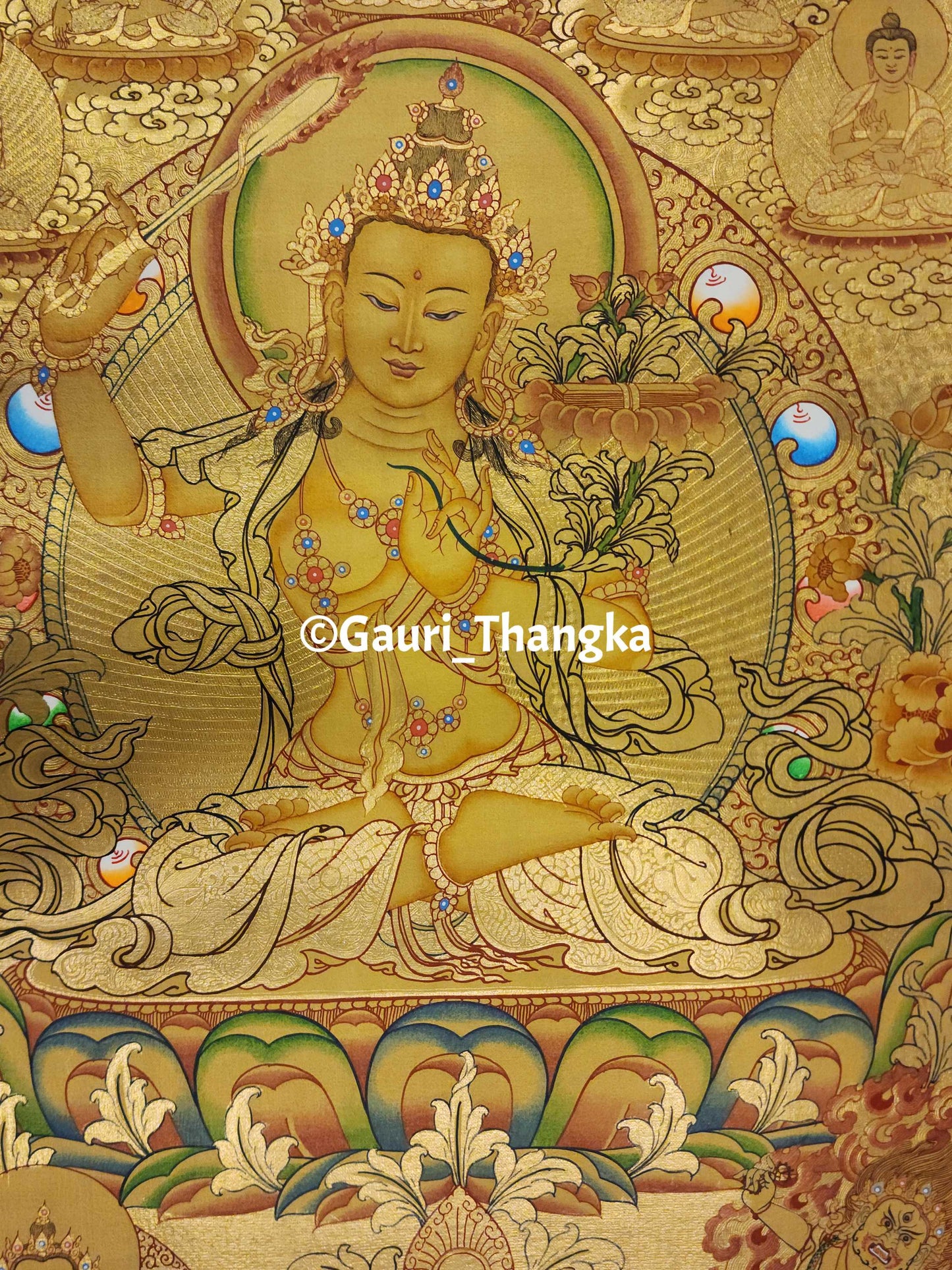 Gold Manjushri Thangka