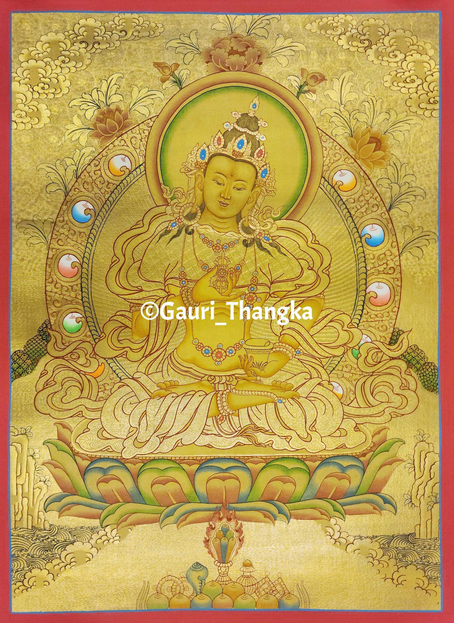 Gold Ratnasambhava Thangka