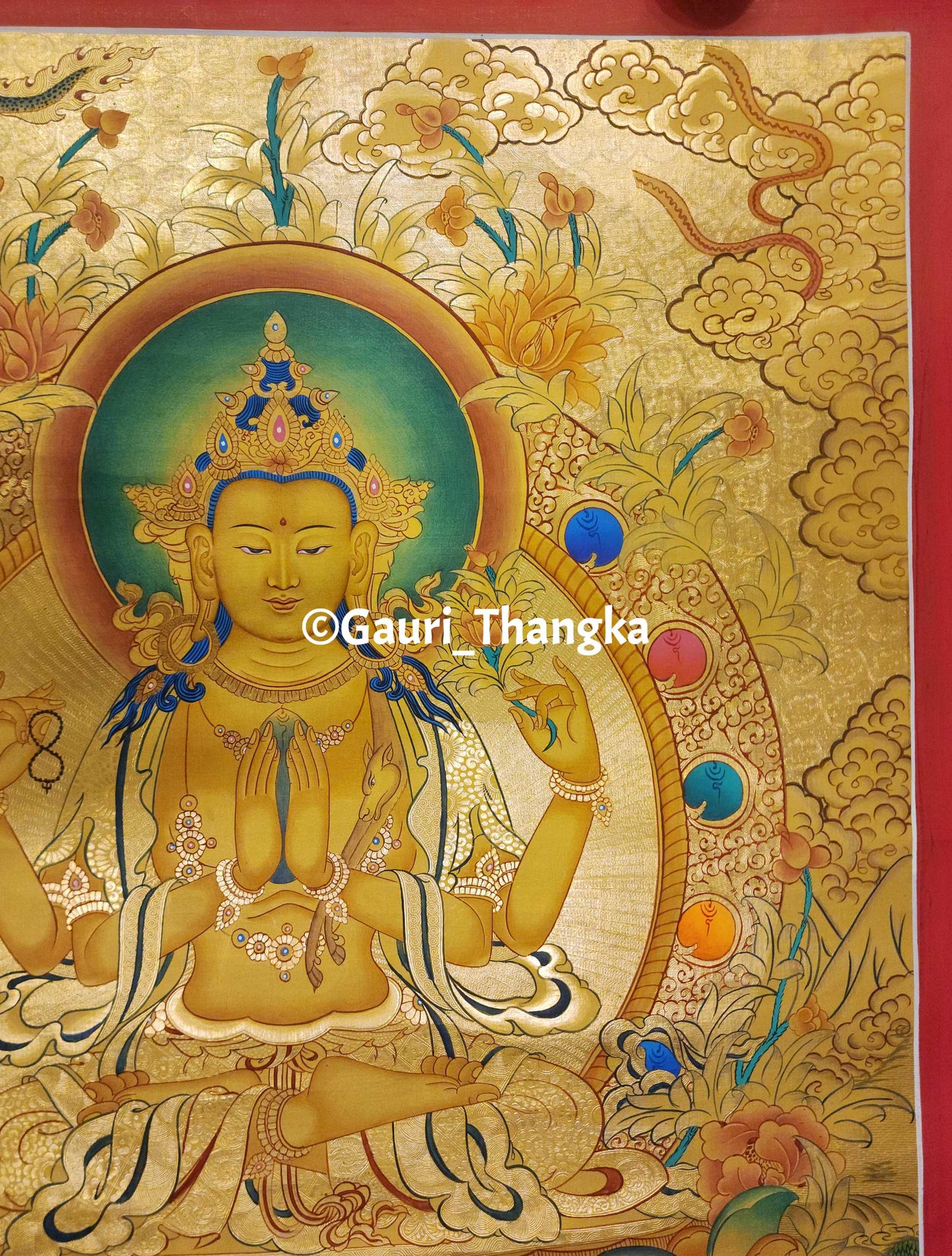 Gold Chenrezig Thangka