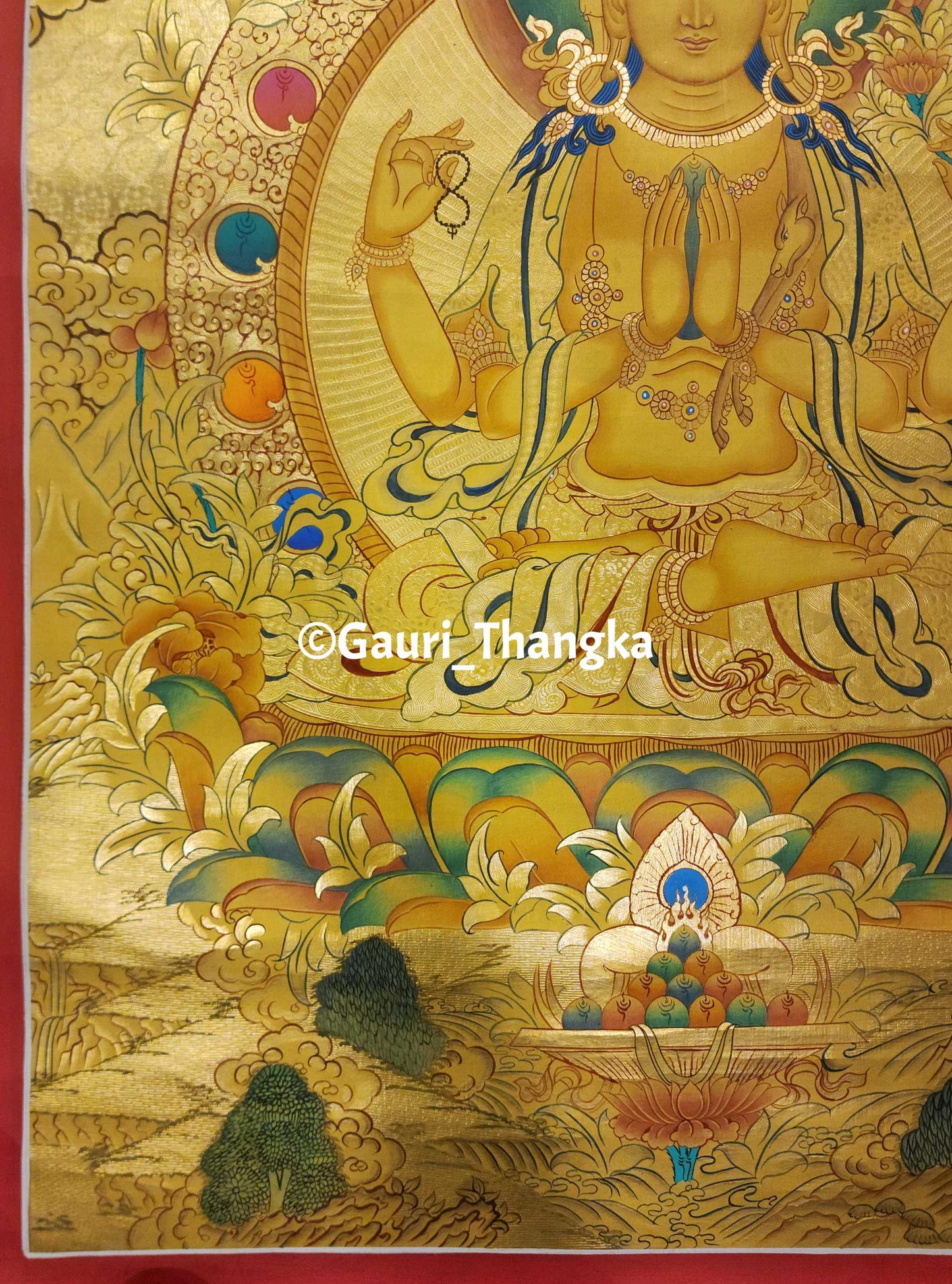 Gold Chenrezig Thangka