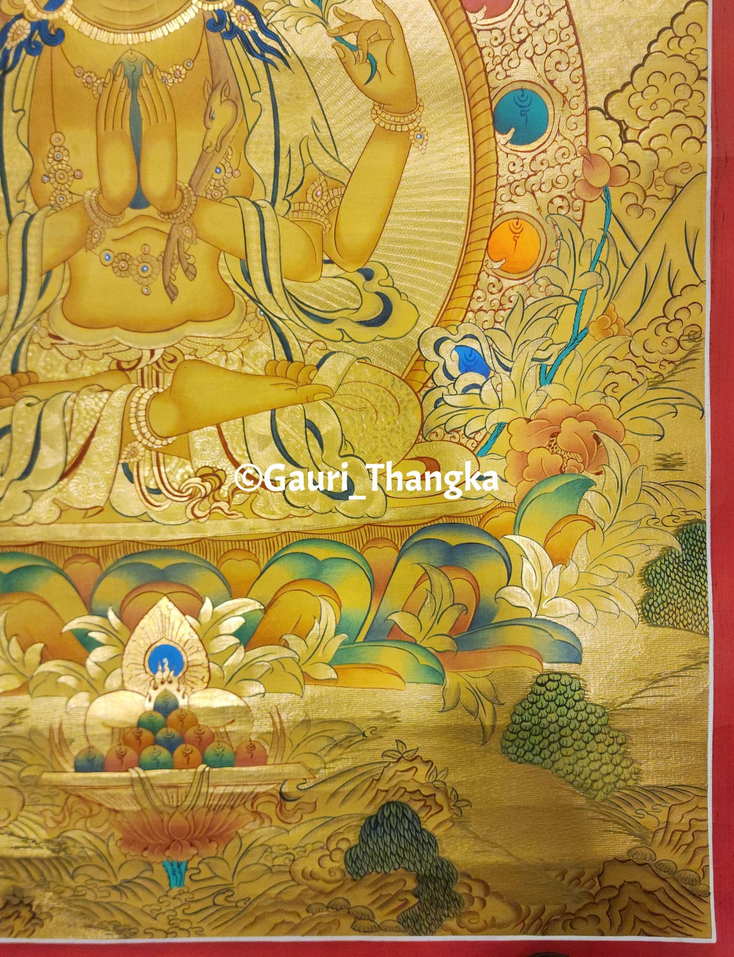 Gold Chenrezig Thangka
