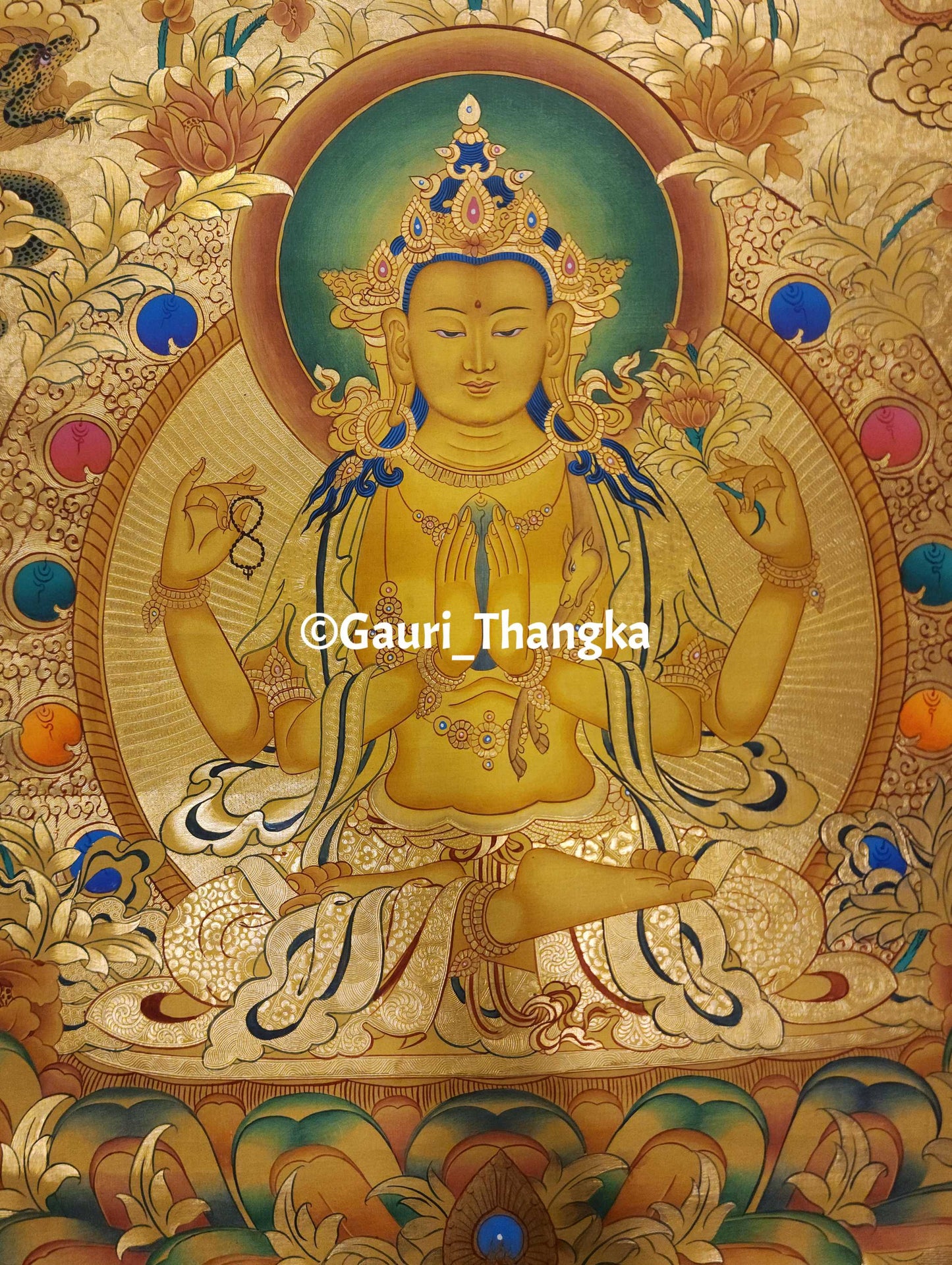 Gold Chenrezig Thangka