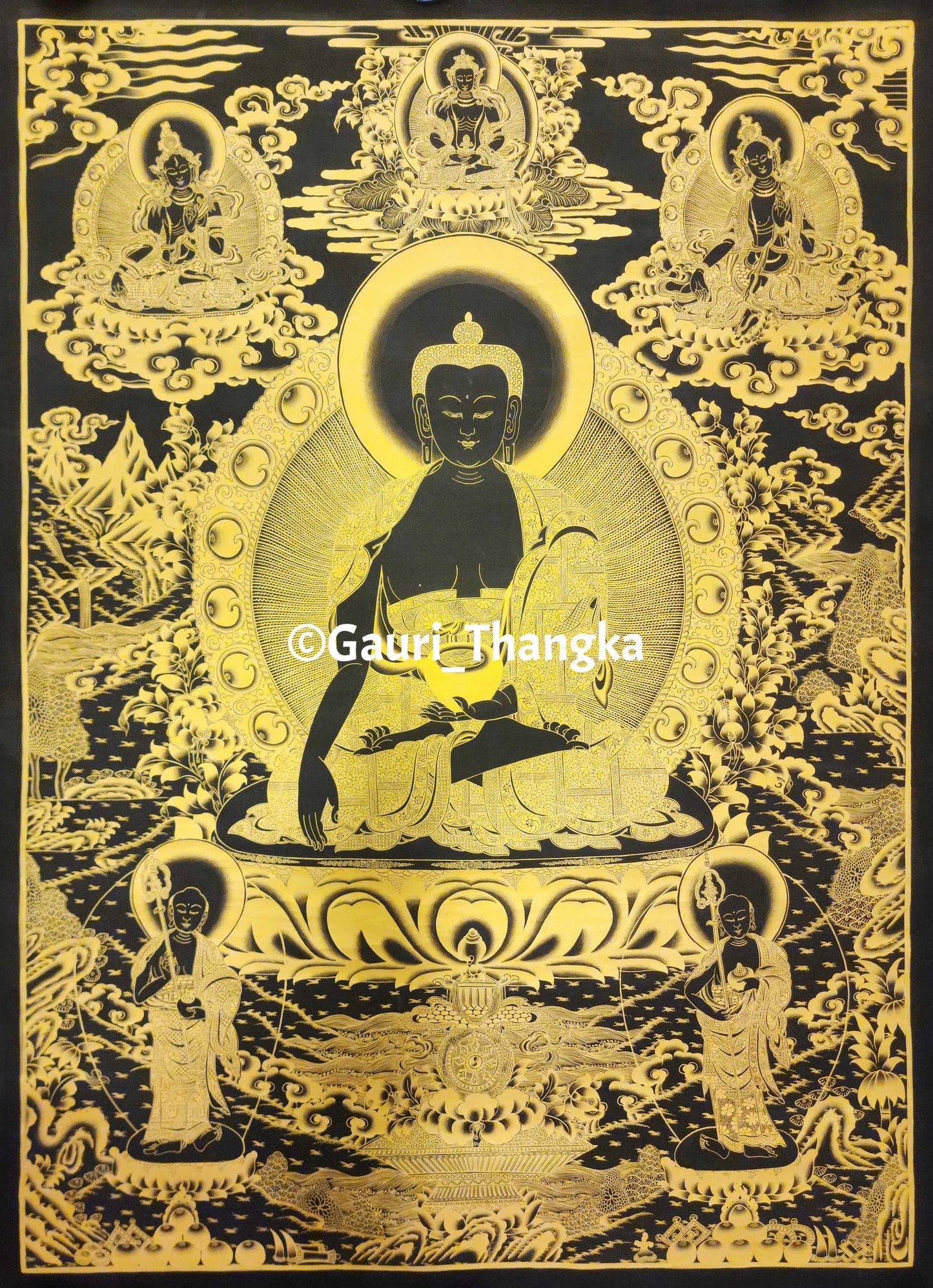 Gold Medicine Buddha Thangka