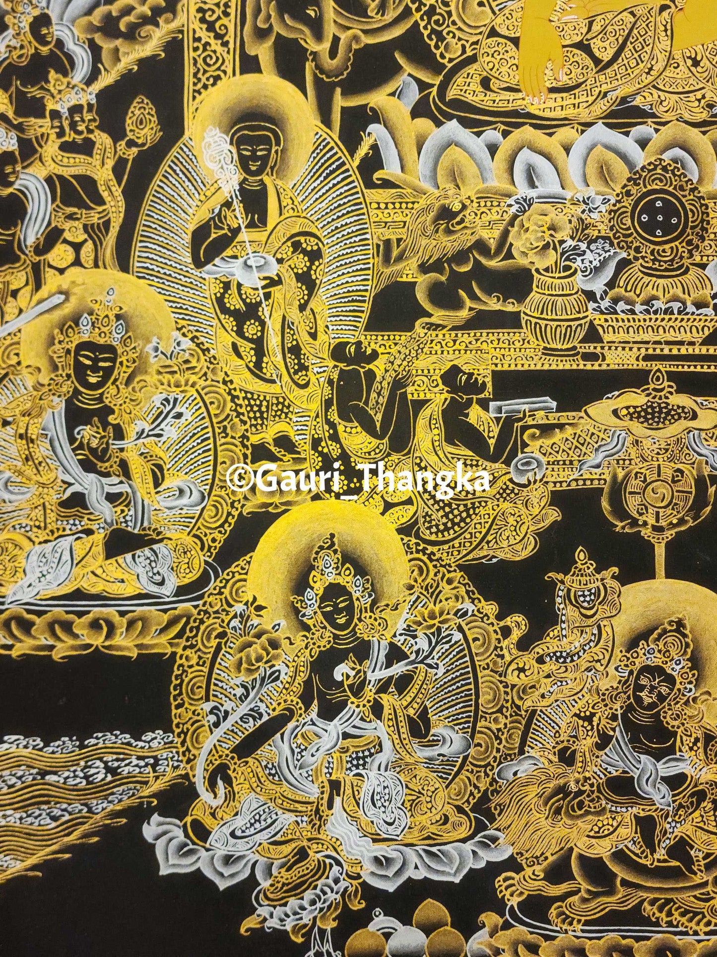 Gold Shakyamuni Buddha Thangka