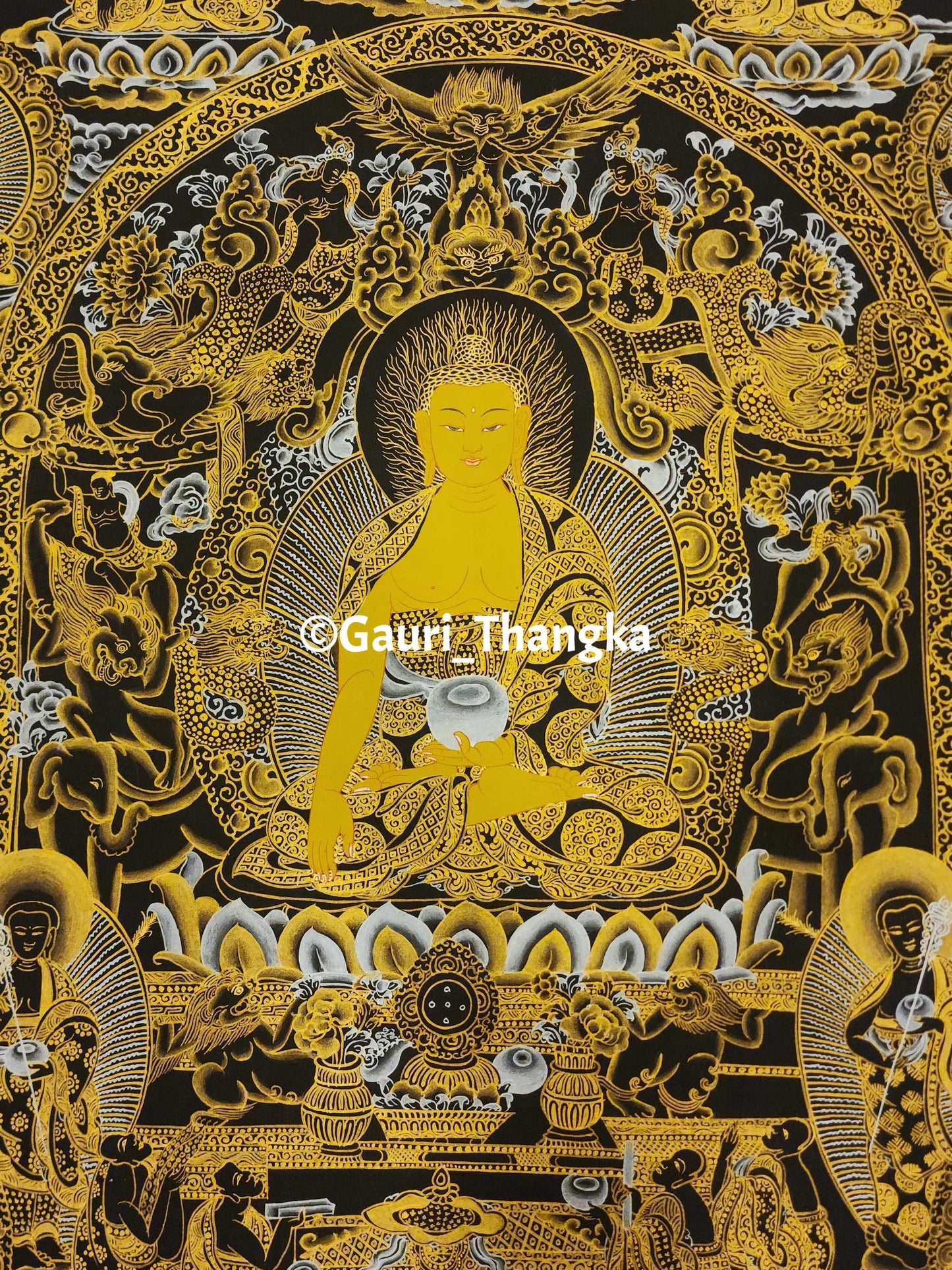 Gold Shakyamuni Buddha Thangka