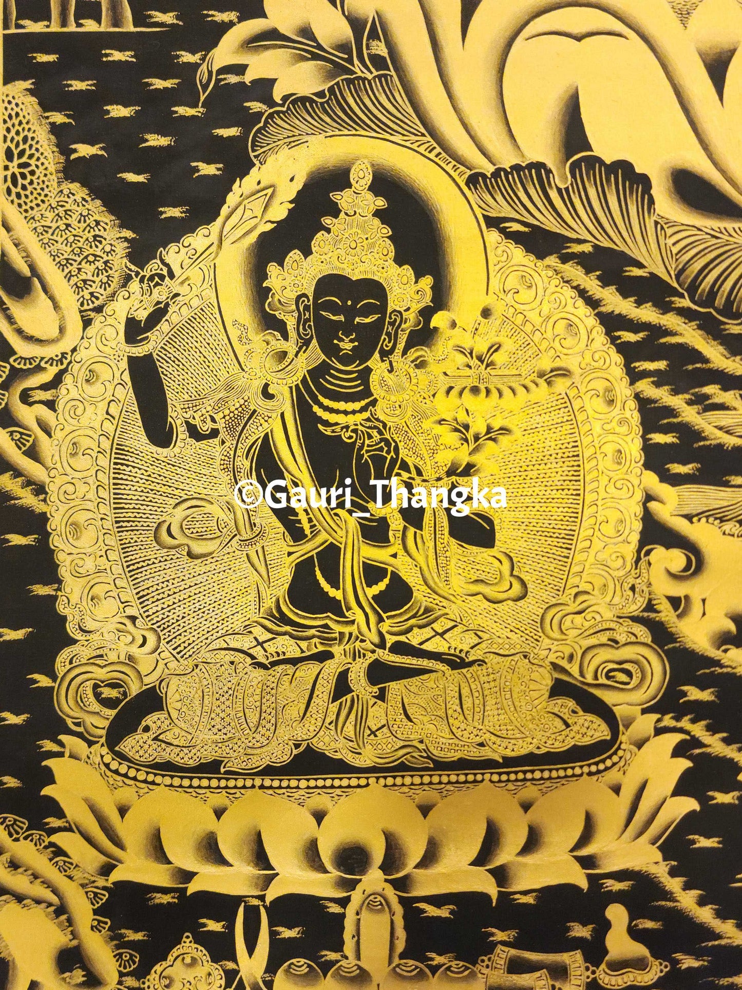 Gold Green Tara Thangka