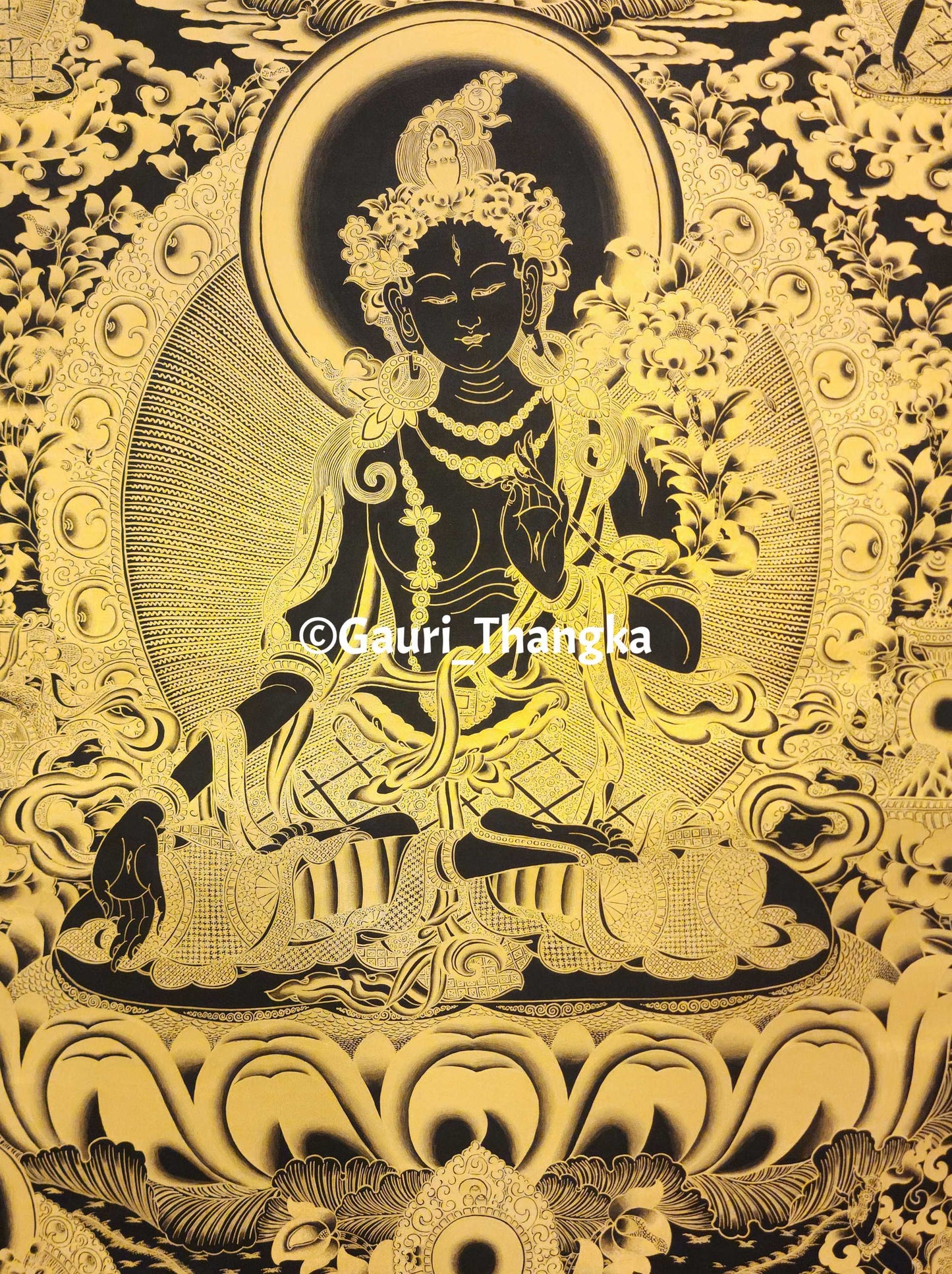 Gold Green Tara Thangka