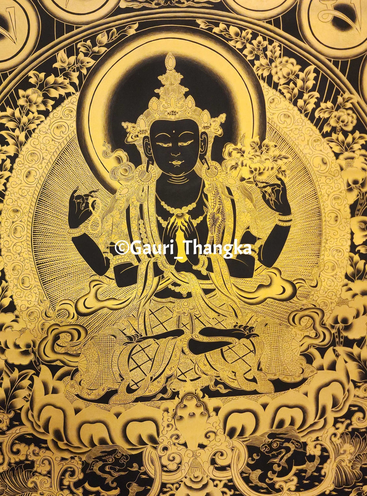 Gold Avalokiteshvara Thangka