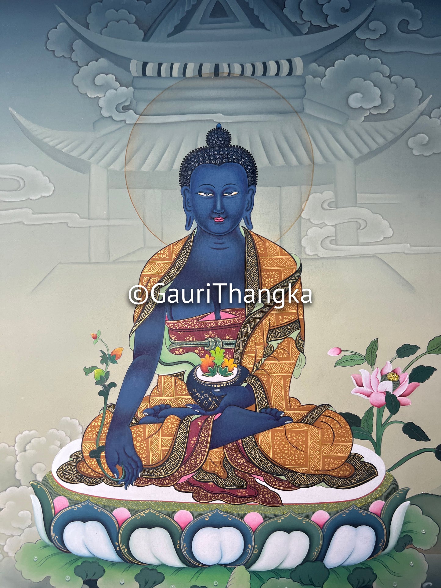 Hand-Painted Medicine Buddha Thangka