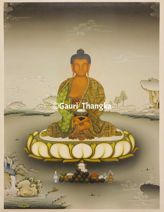 Shakyamuni Buddha (Monochrome Style) Thangka
