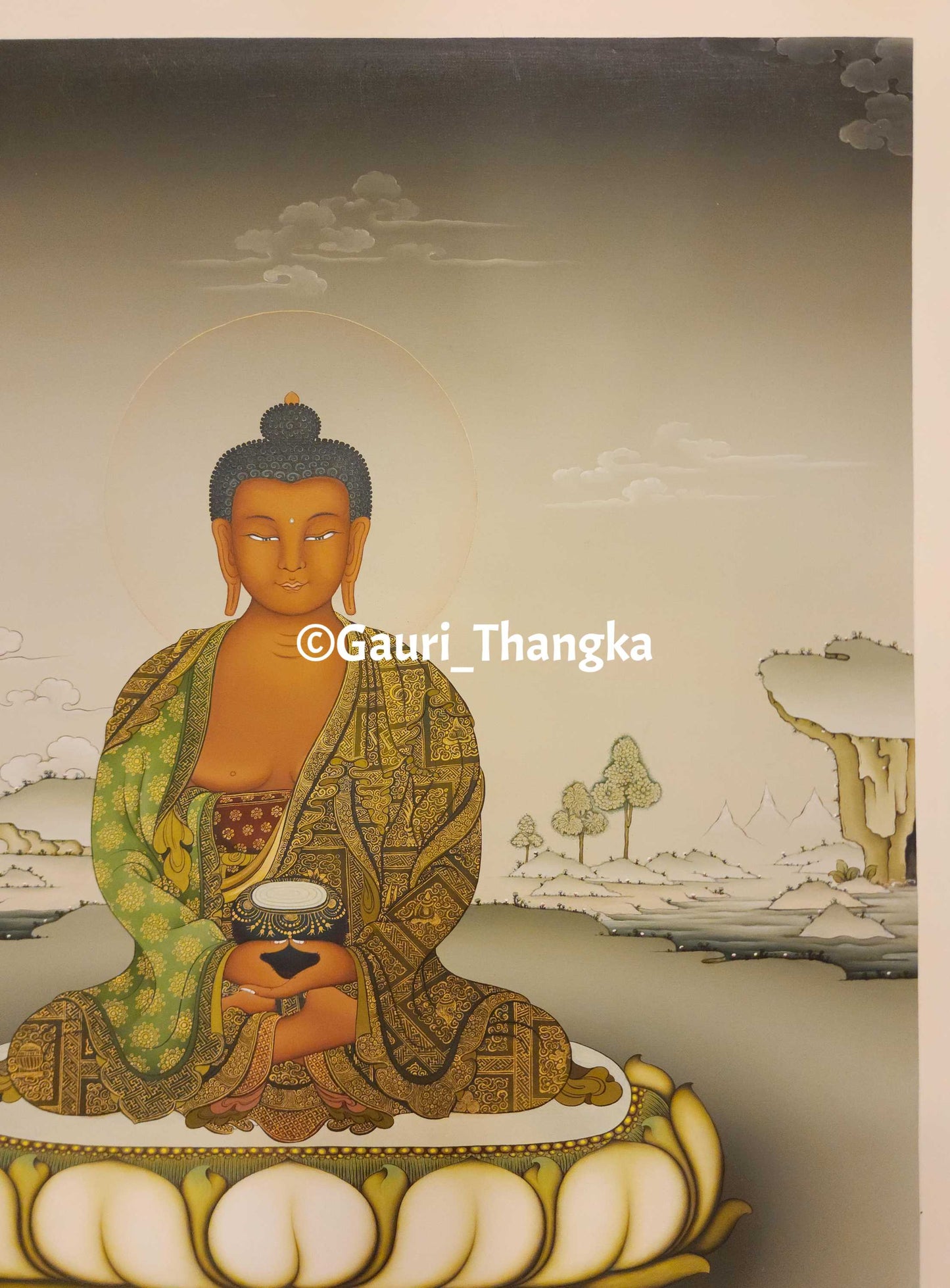 Shakyamuni Buddha (Monochrome Style) Thangka