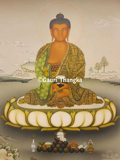 Shakyamuni Buddha (Monochrome Style) Thangka