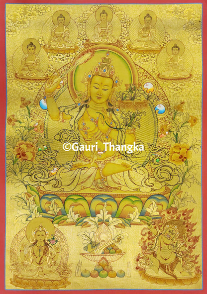 Gold Manjushri Thangka