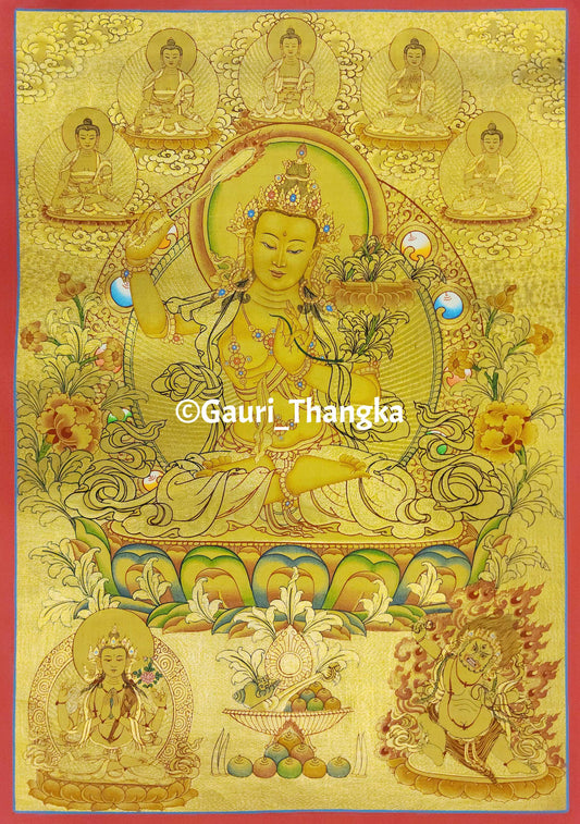 Gold Manjushri Thangka