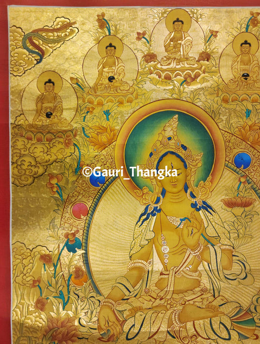 Gold White Tara Thangka