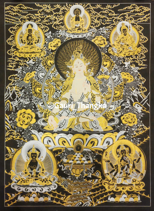 Gold White Tara Thangka