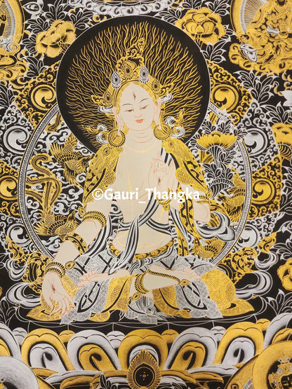 Gold White Tara Thangka