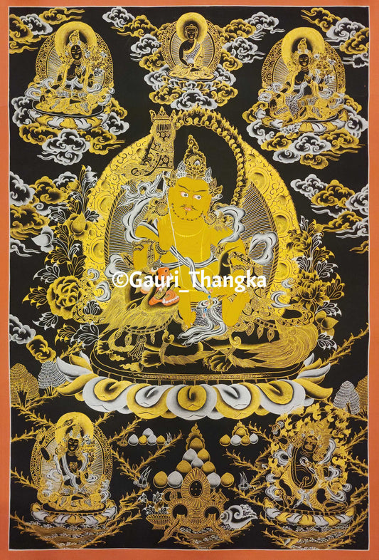 Gold Jambhala King Thangka