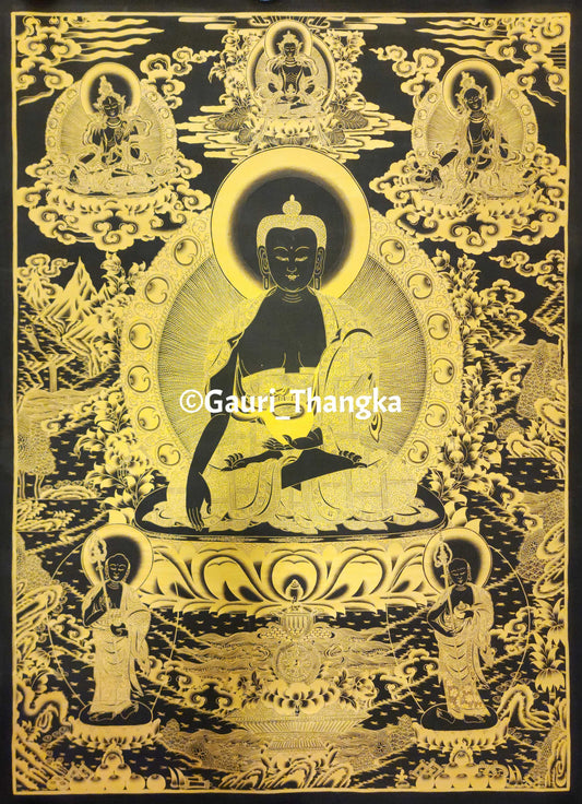 Gold Medicine Buddha Thangka