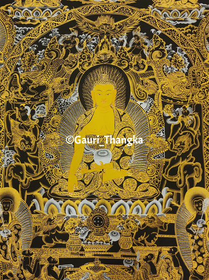Gold Shakyamuni Buddha Thangka