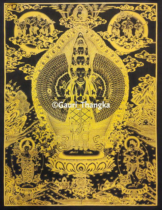 Gold Avalokiteshvara Thangka
