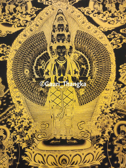 Gold Avalokiteshvara Thangka