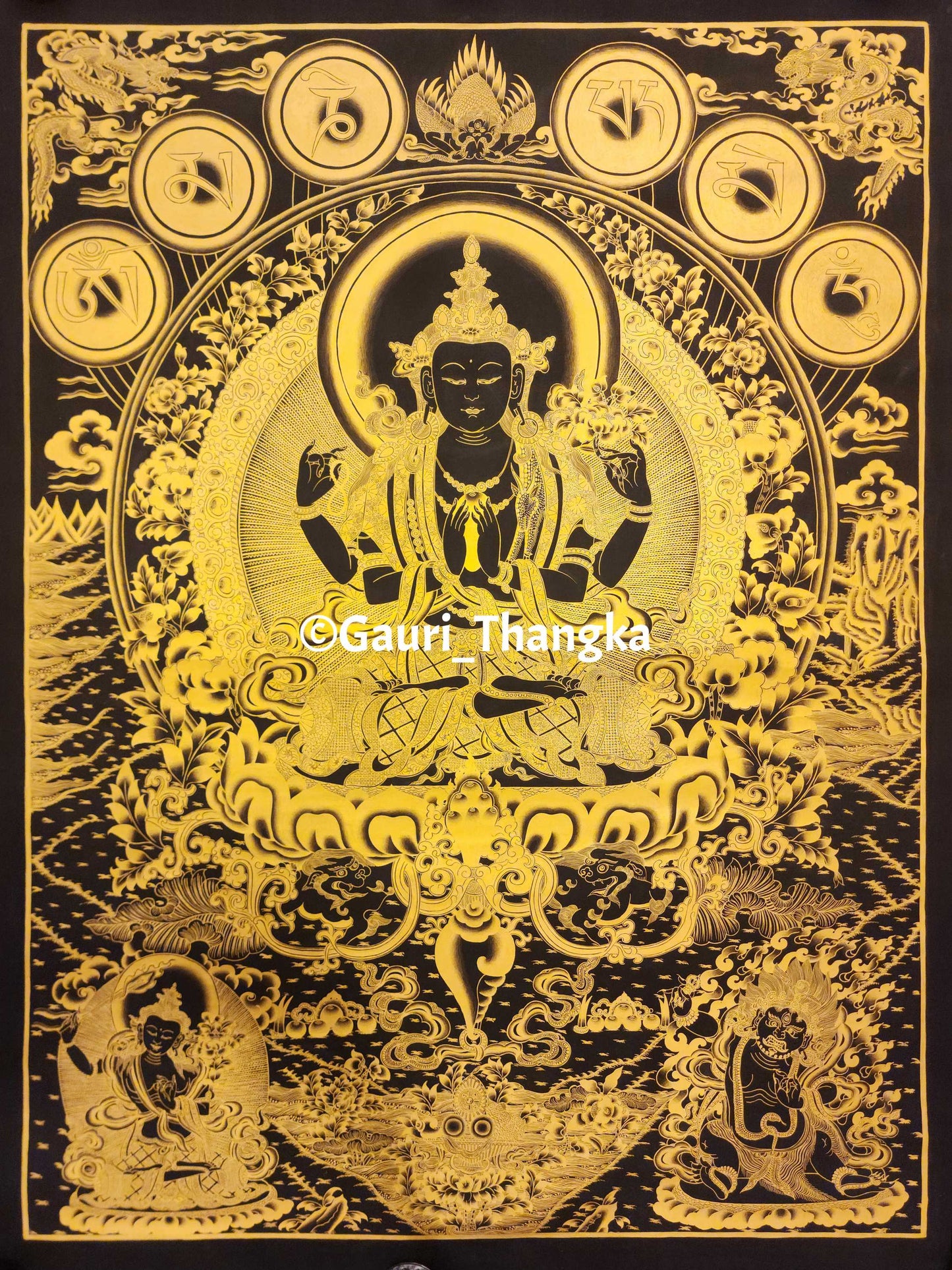Gold Avalokiteshvara Thangka