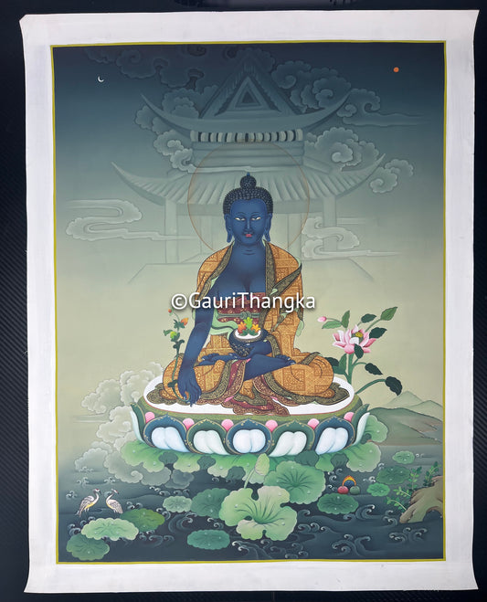Hand-Painted Medicine Buddha Thangka