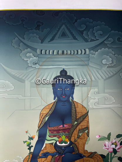 Hand-Painted Medicine Buddha Thangka