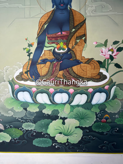 Hand-Painted Medicine Buddha Thangka